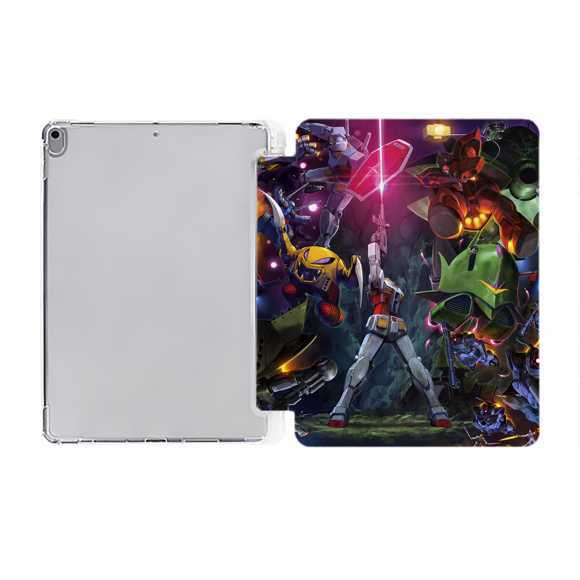 （画像用） 機動戦士ガンダム Mobile Suit Gundam IPad ケース ペン収納付き 三つ折りスタンド PUレザー×シリコン 対応機種9.5/10.5/10.9インチ